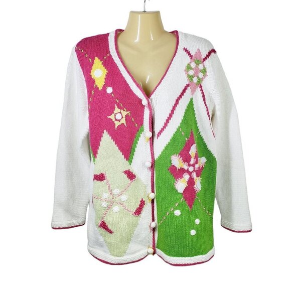 Handknits by Storybook Knits Cardigan Sweater Women's Size M Golf Theme - Picture 6 of 6